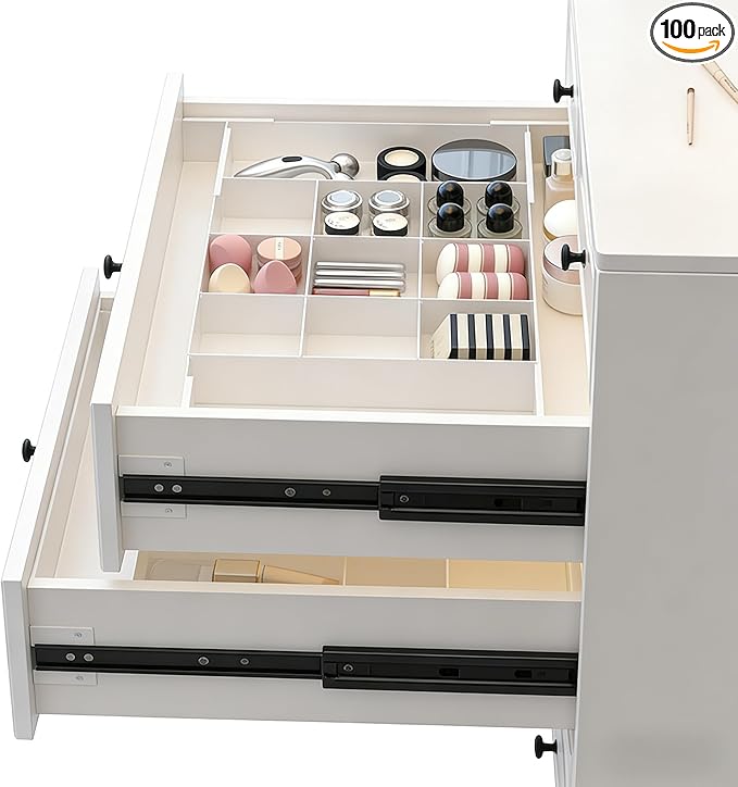 9 Compartments 4-Way Expansion Drawer Storage Box - Removable Divider for Space Saving and Organization for Cosmetics, Kitchen Utensils and Office Desk Essentials
