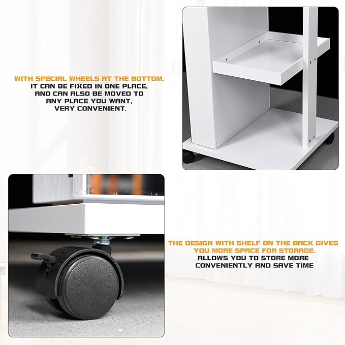Lvifur 360° Rotating LED Jewelry Armoire,Side Pull Full Length Mirror Large Capacity Floor Standing 3 Color Dimmable Jewelry Organizer Armoire with 4 rollers,Rear Storage Shelves