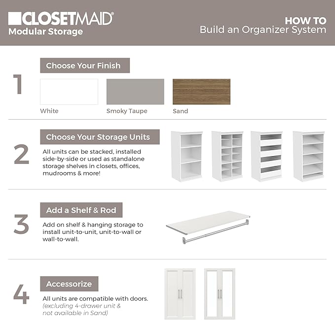 ClosetMaid Modular Storage Shelf Unit with 12 Adjustable Shelves & Dividers, White