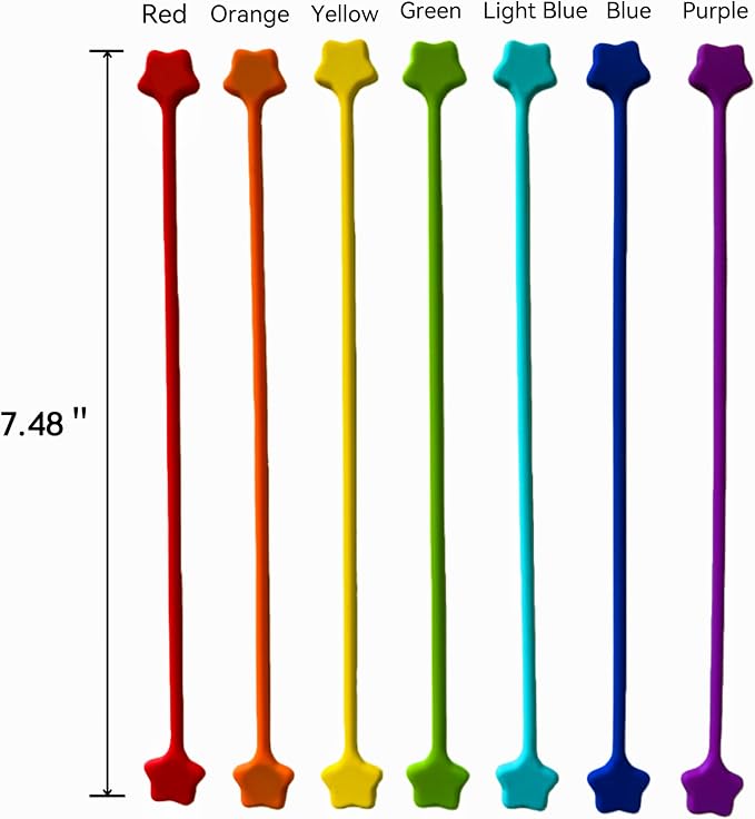 Reusable Silicone Twist Ties, 7.48'' Magnetic Cable Ties with Strong Magnet for Organizing Cables, Hanging Stuff, USB Cords, Fridge Magnets, Book Markers, or Just for Fun (7Colors, 7 Pack)