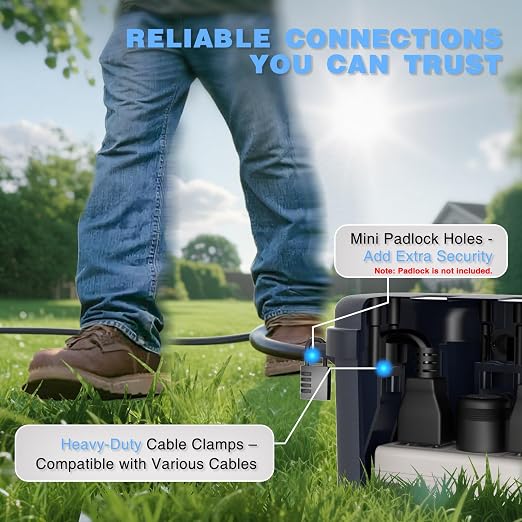 Flemoon [2 Pack] Medium Outdoor Electrical Box Waterproof, Outdoor Plug | Electrical Box (11.5x5.2x4 inch) w/6 Cable Entry Ports, Extension Cord Cover for Power Strip, Timer, Holiday Light, Gray