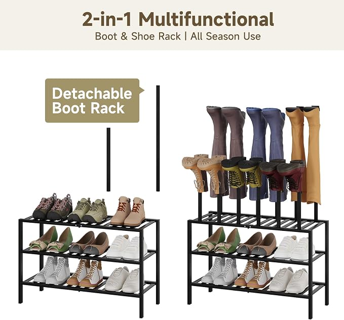 Detachable Boot Rack For Tall Boots Organizer,Outdoor Shoe Rack Storage | 3-Tier Multiuse Shoe Rack For Tall Boots,Closet Organizers And Entryway Storage,Suitable For All Seasons