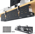 Univivi Under Desk Cable Management Tray - 32" Steel Cord Organizer, No-Drill C-Clamp & Screw Mount for Office/Home, Effortless Wire Management (Black)