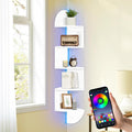 Corner Shelf Wall Mounted Corner Floating Shelves with Light | 5 Tier Corner Bookshelf Stand for Bedroom, Bathroom, Living Room, Kitchen, Office, Home Decor(White)