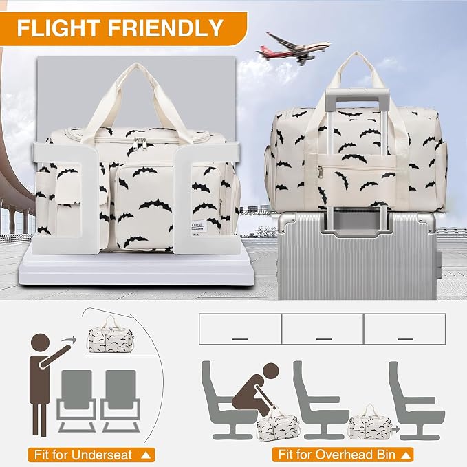Small Gym Bag for Women, Travel Duffle Bag Carry On Weekender Bag with Shoe Compartment