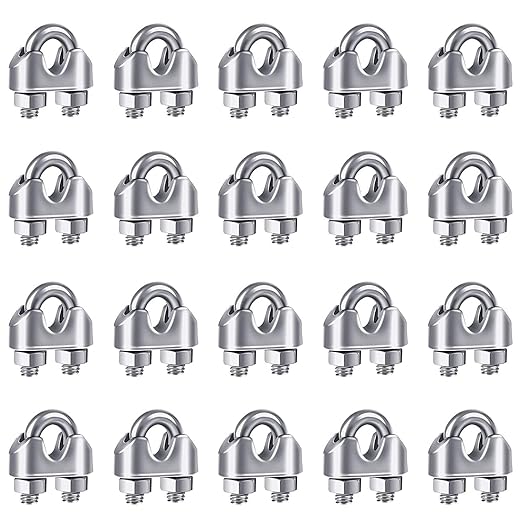 YAMASO 20PCS 5/32 Inches M4 Stainless Steel Wire Rope Cable Clip Clamp