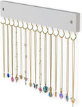 Lolalet Wooden Necklace Holder for Wall with 15 Hooks -Goldwhite | Wall Mount Jewelry Hangers for Necklaces, Chains, Bracelets and Earrings, Tangle-free, Easy to Install