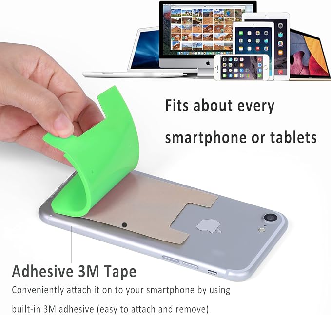Cellphone Card Holder, 3 Pack Silicone Phone Wallet Stick On, Card Holder for Back of Phone Credit Card Holder for Phone Case Compatible for iPhone, Samsung, Android and All Smartphones