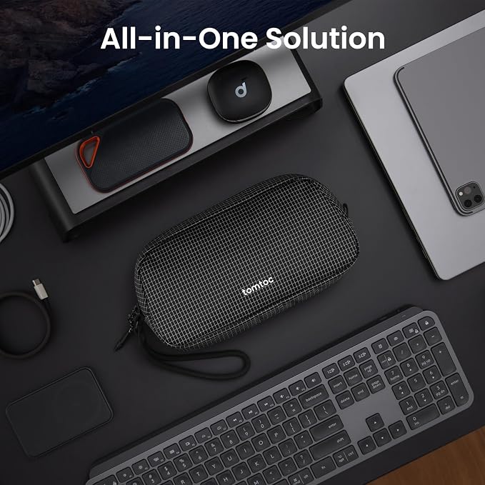 tomtoc Electronics Organizer Travel Case Performance, Cable Tech Pouch | Water Resistant Accessories Bag Carry Storage for Cord, Phone, Cables, Airpods, USB Flash Drive, Daily Items