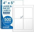 4" X 5" Matte White Printable Shipping Labels (500 Sheets, 2000 Stickers) Address and Mailing Labels for Laser & Inkjet Printers - Spartan Industrial Template R022
