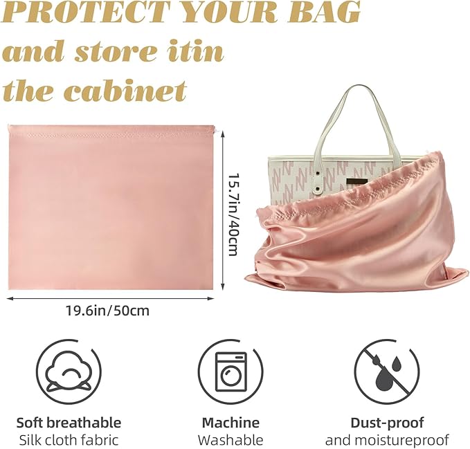 3‑Pack Drawstring Dust Bags with ID Labels | Silk Dust Covers, Handbags, Purses