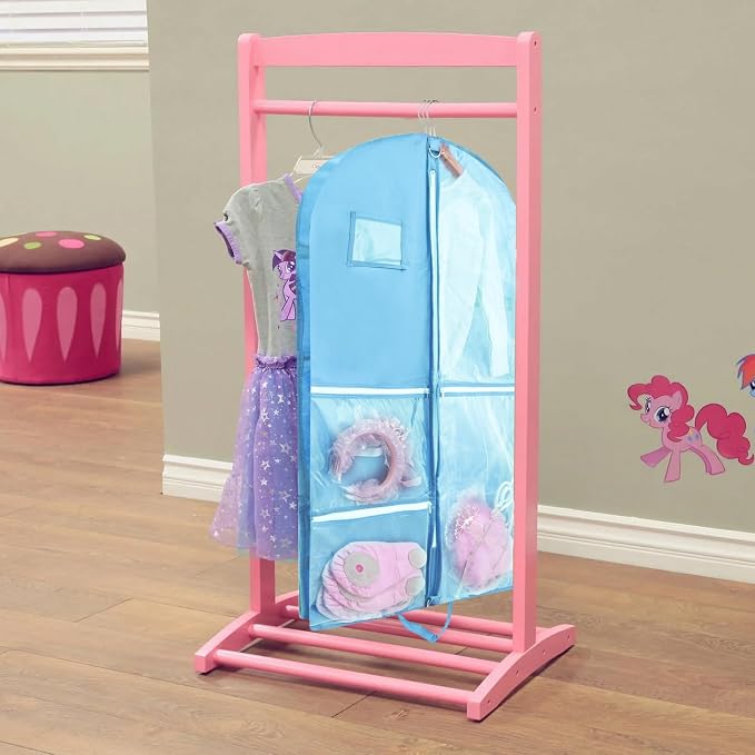 Clear Dance Costume Garment Bag for Dancers,40 inch Kids Garment Bag for Dance Competitions with 5 Clear Zipper Pockets for Dance Costumes,Garment Bags for Hanging Clothes Travel Storage (Blue)