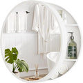 20'' Round Medicine Cabinet with Mirror, Modern Bathroom Vanity Mirror Cabinet with Storage Shelf, Circular Wall Mount Mirrored Cabinet, Farmhouse Medicine Cabinet for Home, Bathroom(White)