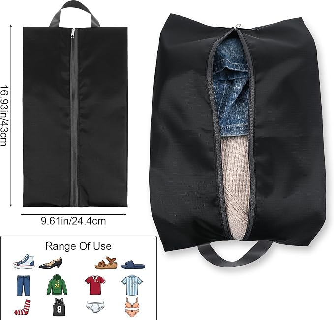 Golf Shoe Bag Men, Smell Proof Shoe Cleat Bag, Golf Travel Pouch, Water-Resistant Pouch For Cleats Sneakers, Packing Organizer For Suitcase, Gym, Spikes, Tennis, Baseball(Black, 1-Pack)