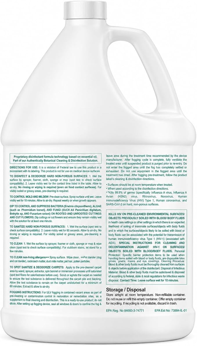 Benefect Botanical Decon 30 Disinfectant Cleaner - All Natural Formula for Effective Cleaning Power - Ideal for Restoration Jobs & Water Damage - 20476 - 1 Gallon