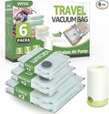 Vacuum Bags for Travel with Rechargeable air Pump, 3 Sizes Vacuum Seal Bags for Clothing, Space-Saving Compression Storage Bags for Travel & Closet Organization (6)