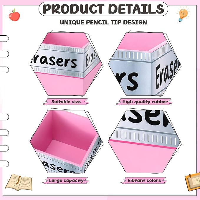 Tenceur 4.7x4.7 Inches Erasers Bucket for Teacher Desk Organizer Pencil Holder Bucket Plastic Large Capacity Desk Organizer for Teacher Classroom Craft Supply Storages