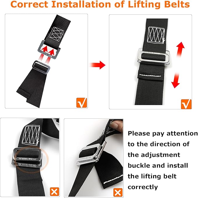 Furniture Moving Straps with Chest Buckle, 2-Person Lifting and Moving System, Adjustable Carrying Moving Shoulder Strap for Furniture, Appliances, Mattresses Heavy Objects up to 1000lbs