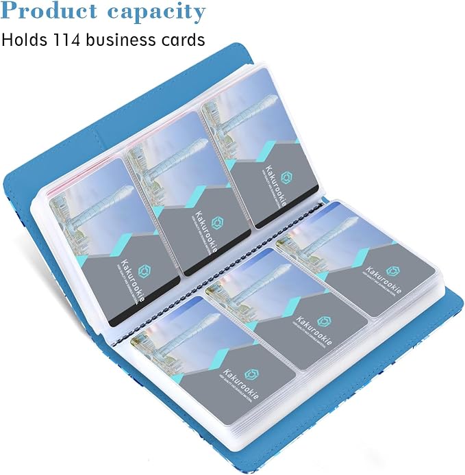 Floral Business Card Book Holder Organizer for Women, 240 Card Capacity, Stylish Name Card and Credit Card Holder for Professionals (Flower-Blue)