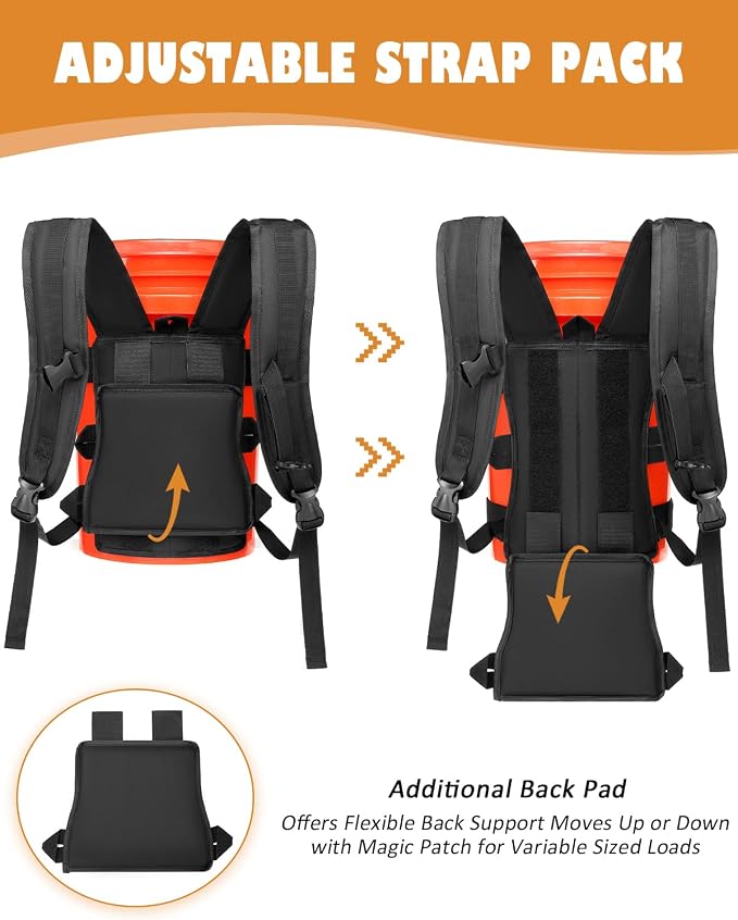 Backpack for 5 Gallon Buckets, Universal Bucket Organizer with Pocket | for Hunting, Fishing, Picking Apples, Baseball & Ice Fishing
