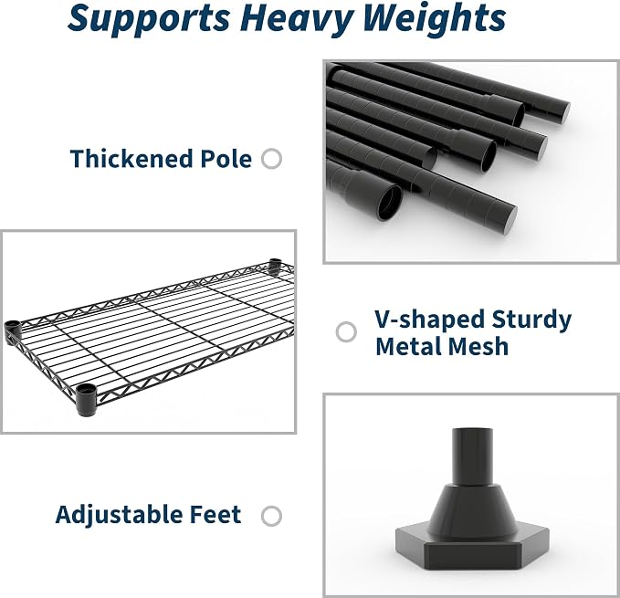 Metal Storage Shelves 4-Tiers, 60" H Wire Shelving Units Heavy Duty 265LBS Loads per Shelf, Adjustable Standing Wire Rack Shelf, for Home Office Pantry Room Basement,71" W x 15.7" D