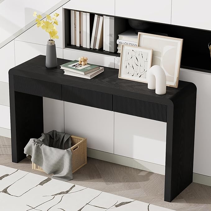 Modern Entryway Console Table 55-Inch Entry Sofa Table with Storage Drawers for Living Room Hallway Accent Furniture, Black