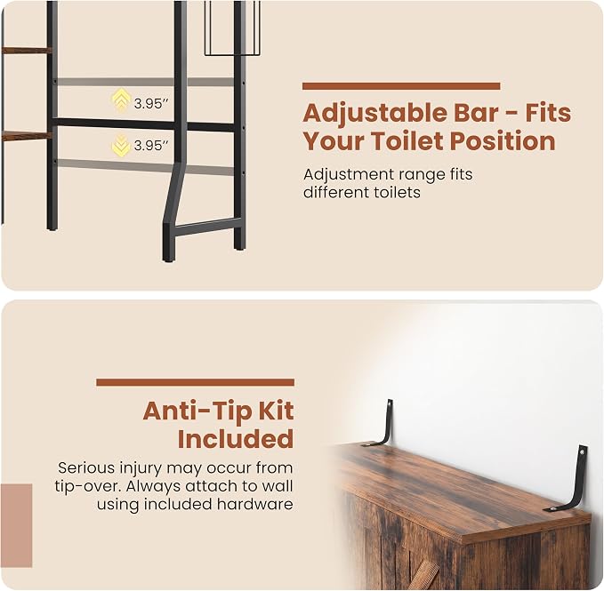 31" Over The Toilet Storage Cabinet with Barn Door,Bathroom Organizers and Storage with Adjustable Shelves, Farmhouse Over Toilet Organizer for Bathroom,Restroom,Laundry,Brown