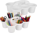 2 Pack Classroom Caddy For School,Kidsroom,Pencil Holder,Plastic Cup Caddy for Drink Delivery (White)