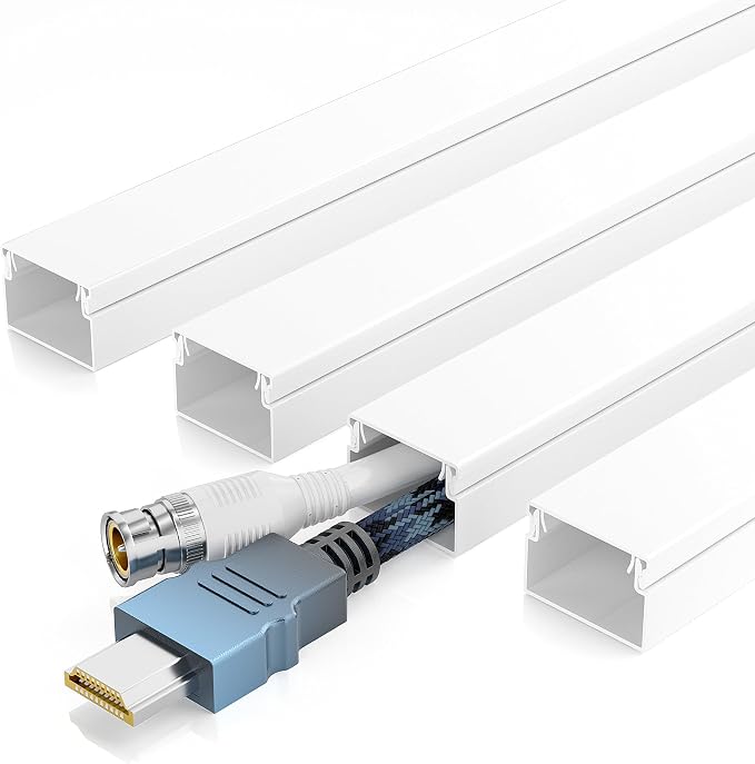 Delamu 57in Cord Hider, Cord Covers for 1 Wire, Paintable Cable Hider, Wire Covers for Cords on Wall, Wire Hiders for TV on Wall, Cable Cover Cable Management, W0.59in H0.40in