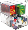Yarlung 3 Pack Coffee Pod Organizer Tea Bag Holder, Clear Acrylic K Cup Holder Box Stackable Coffee Bar Drawer Container for Cabinet Countertop Storage