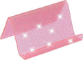 PATIKIL Business Card Holder for Desk, Acrylic Business Card Holders Shine Card Stand Organizer Cards Display for Office Exhibition, Pink