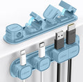 6 Pack Magnetic Cable Clips [1s Open/Lock], Cord Organizer Holder | Strong Adhesive Desk Cable Management- Organize Charging Cords Neatly for Home, Office, Car,Desk, Nightstand-Peak Blue