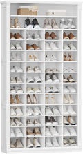 Hzuaneri 13 Tiers Shoe Storage Cabinet, Tall Shoe Cabinet with Cubby, Wooden Shoes Organizer for Closet, 52 Pairs, Shoes Cubby Organizer for Entryway, Hallway, Bedroom, White SR41003X