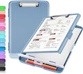 Sooez Clipboard with Storage, Clip Board 8.5 x 11 with Pen Holder, Plastic Organization Case Box for Letter Legal A4 Size Paper, Low Profile Clip, Nurses Teachers Must Haves, School & Office Supplies