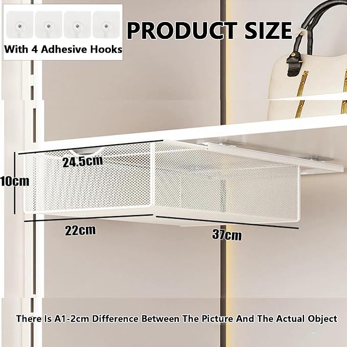 Closet Pull-Out Baskets,Clothing Pull Out Basket,Punch-free Metal Mesh Basket,for Home/Laundry/Bathroom/Mudroom/Pantry(Black)