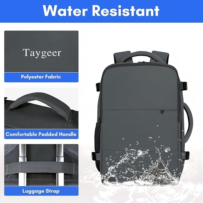 Taygeer Personal Item Backpack for Women, 35L Travel Backpack | Bookbag with Laptop Compartment & Water Bottle Pocket, Lightweight Work Back pack for Weekend Business Gym Hiking, Dark Grey