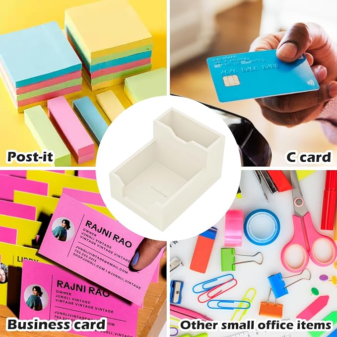 White Sticky Note Holder, Silicone Memo Holder with Pen or Card Slots, Sticky Note Dispenser, Fits 3x3 Inches Sticky Notes, Post It Note Dispenser for Office Desk Accessories