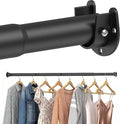 Heavy Duty Closet Rod, Adjustable 17-74 in, 1.3" Diameter | Black, Metal, Suitable for Wardrobes, Bathrooms, Laundry Room, RV