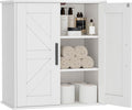 Homleke Bathroom Wall Cabinet, Medicine Cabinet with Adjustable Shelves | 3-Tier Wall Mounted Over Toilet Storage with Barn Doors, for Bathroom, Kitchen, Entryway, Laundry Room, White, (11.8" D)