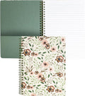 Steel Mill & Co Cute Green Mini Spiral Notebook, 8.25" x 6.25" Journal with Durable Hardcover and 160 Lined Pages, Woodland Floral