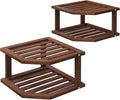 VERTORGAN Bamboo Corner Shelf(2 Pack),2 Tier Plate Organizer for Cabinet and Countertop,Pantry Dish and Spice Rack for Kitchen（Brown）