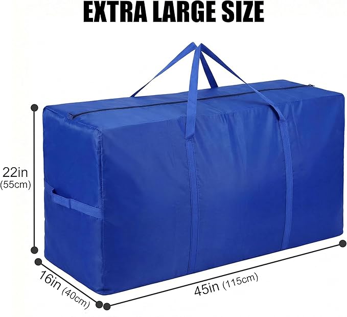 66 Gallon Extra Large Storage Bags, XXL Moving Bags with Zippers & Side Handles, Jumbo Big Storage Totes for Moving & Space-Saving Organization (Blue, 66 Gallon, 2 Pack)