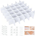 20 PCS with 25 Accessories, Adjustable Plastic Drawer Organizer Inserts, 12.6" x 2.76" x 0.08" White Interlocking Grid Separators for Dresser, Kitchen, Bathroom, Office & Craft Room Storage