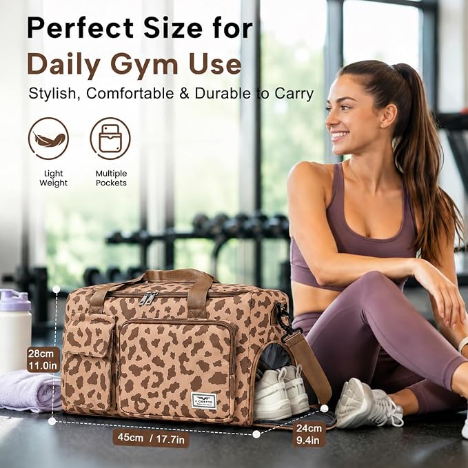 FIORETTO Women's Gym Duffle Bag with Shoes Compartment, 30L Capacity, Ideal for Travel, Gym, Sports, Duffel, Weekender