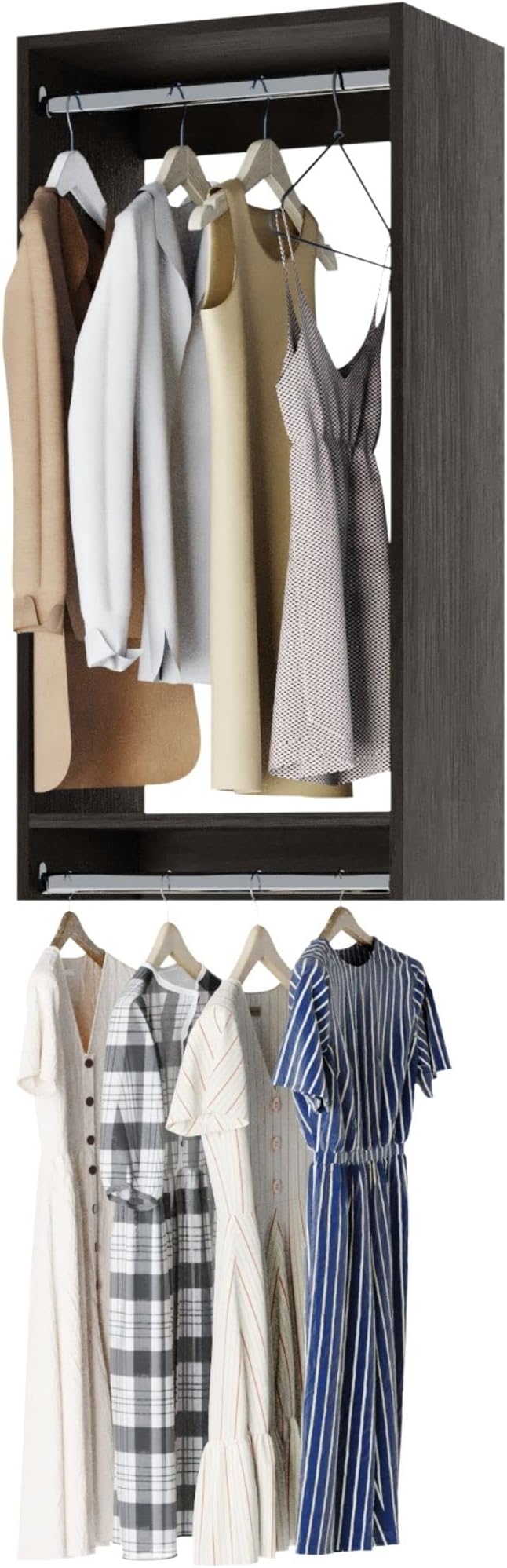 Modular Closets Vista Collection Double Hanging Wood Closet Organizer Unit (Grey, 34.5" Wide)
