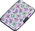 ELFISH Mini RFID Aluminum Wallet Credit Cards Holder Business Card Case Metal ID Case for Men Women(Colorful Butterflies)