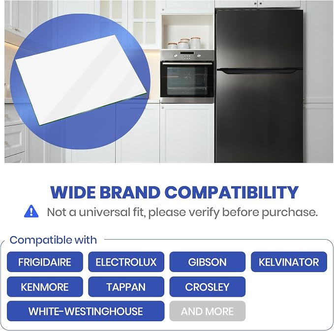Crisper Glass Replacement Compatible with Frigidaire 240350608/AP2115928-24" x 15.5" x 1/8" Tempered Glass Crisper Drawer Cover Insert Compatible with Kenmore, Electrolux, Crosley, and More