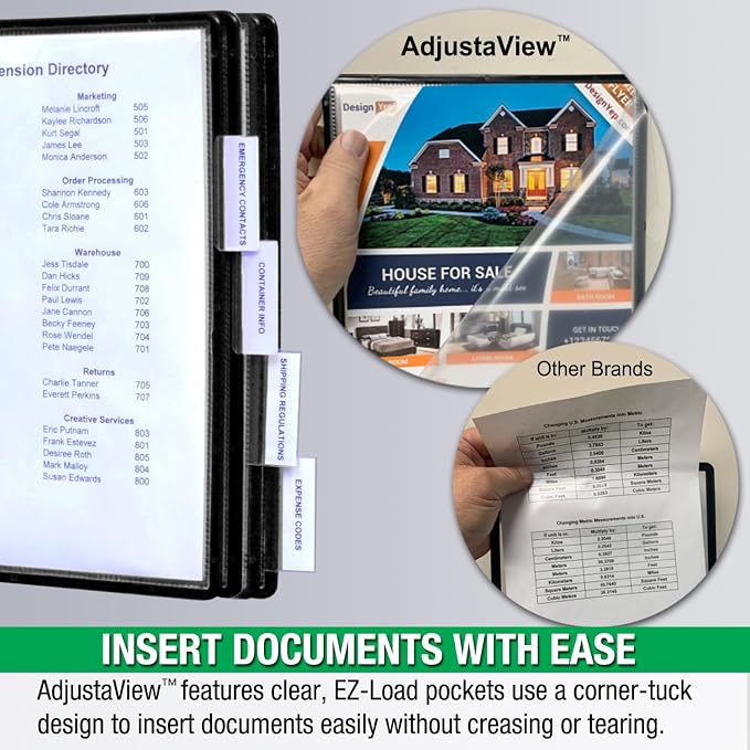 Ultimate Office AdjustaView FastFind 10-Pocket Wall Mounted Reference Display Organizer with All Black EZ Load Pockets to Display 20 Sheets of Your Most Important Letter Sized Documents