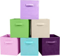 PowerKing Collapsible Storage Cubes, Farbic Storage Bins, 6 Colors, 6 Pack | Sturdy, Lightweight, Easy Pull Handle, Closet & Shelf Organizer, Clothes and Toys Storage, 10.5'' x 11'' x 10.5''