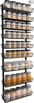 SWOMMOLY Adjustable Wall Mount Spice Rack, 9-Tier Dual-use (Multi-use) Organizer, Black